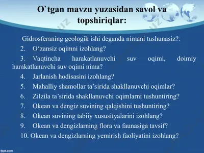 daryolar suvlarining geologik faoliyati — PPT