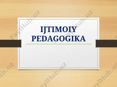 ijtimoiy pedagogika — PPT