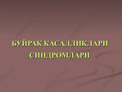 buýrak kасаллиklari sinromlari — PPT