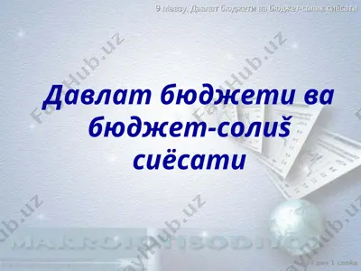 davlat byujet va byujet-solis siyosati — PPT