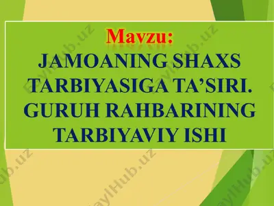 guruhning tashkil etilishi va uning boshlang’ich bosqichlari — PPT