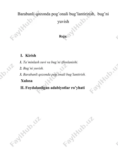 barabanli qozonda pog’onali bug’lantirirish,  bug’ni yuvish — DOCX
