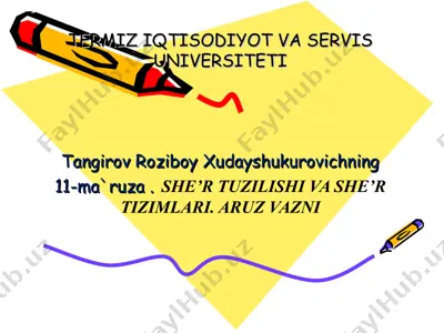 she’r tuzilishi va she’r tizimlari. aruz vazni — PPT