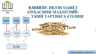 иқтисодиёт соҳасини маъмурий-ҳуқуқий тартибга солиш — PPT