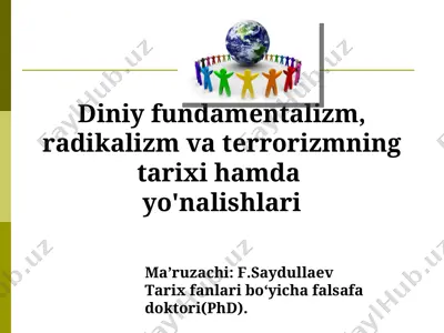 diniy fundamentalizm, radikalizm va terrorizmning tarixi hamda yo'nalishlari — PPT