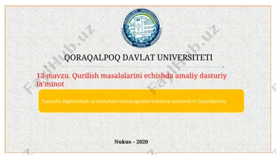 qurilish mаsаlаlаrini еchishdа аmаliy dаsturiy tа’minоt — PPT
