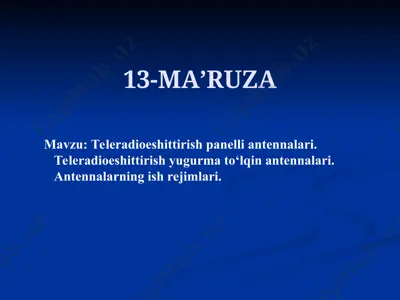 teleradioeshittirish panelli antennalari — PPT