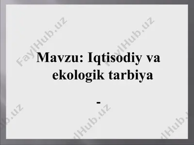 o'zbekiston xxi asrda: ekologik xavfsizlik va taraggiyot — PPT