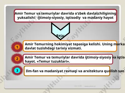 amir temur va temuriylar davrida o‘zbek davlatchiligining yuksalishi — PPT