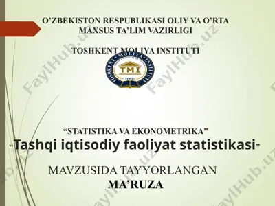 “tashqi iqtisodiy faoliyat statistikasi” — PPT