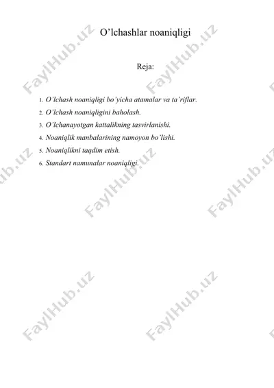 o’lchashlar noaniqligi — DOCX