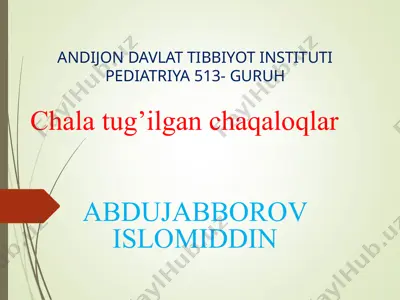 chala tug'ilgan chaqaloqlar — PPT