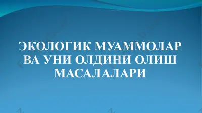 ekologik muamolar va uni oldini olish masalalari — PPT