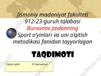 sport o’yinlari va uni o’qitish metodikasi — PPT