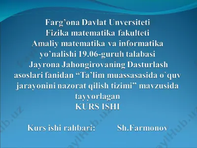 kurs ishi: c# dasturlash tilida boshqaruv operatorlari — PPT