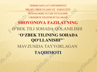o‘zbek tilining sohada qo‘llanilishi — PPT