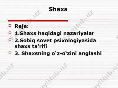 shaxs haqidagi nazariyalar — PPT
