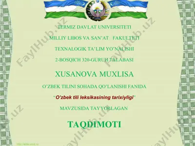 o'zbek tili leksikasining tarixiyligi — PPT