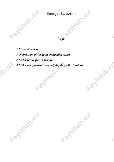 energetika tizimi — DOC