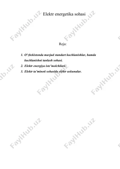 elektr energetika sohasi — DOC