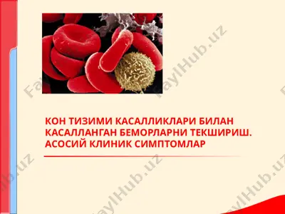 kon tizimi kasalliklari bilan kasallangan bemorlarni tekshirish. asosiy klinik simptomlar perefferik koning tarkibi — PPT