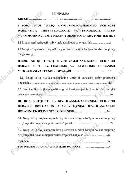 nutqi to‘liq rivojlanmaganlikning uchinchi darajasiga tibbiy-pedagogik va psixologik tavsif — DOCX