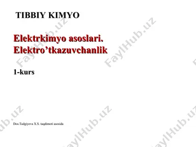 elektrkimyo asoslari. elektro’tkazuvchanlik — PPT