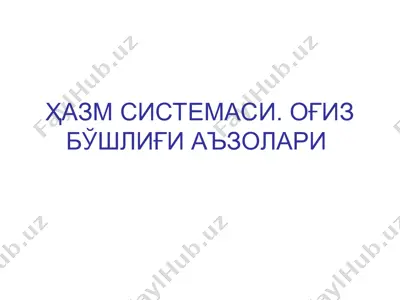 ҳазм системаси. оғиз бўшлиғи аъзолари — PPT