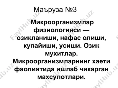 mikroorganizmlar fizyologiyasi — PPT