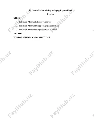 paxlavon mahmudning pedagogik qarashlari — DOCX
