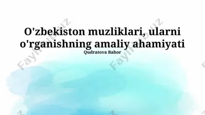 o'zbekiston muzliklari, ularni o'rganishning amaliy ahamiyati — PPTX