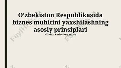 o‘zbekiston respublikasida biznes muhitini yaxshilashning asosiy prinsiplari — PPTX
