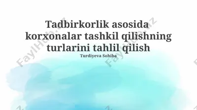 tadbirkorlik asosida korxonalar tashkil qilishning turlarini tahlil qilish — PPTX