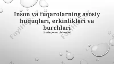 inson va fuqarolarning asosiy huquqlari, erkinliklari va burchlari — PPTX