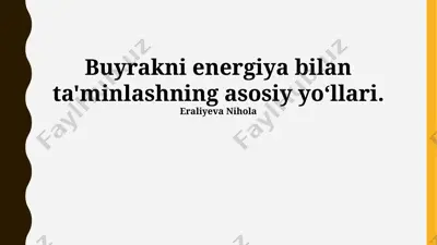 buyrakni energiya bilan ta'minlashning asosiy yoʻllari — PPTX