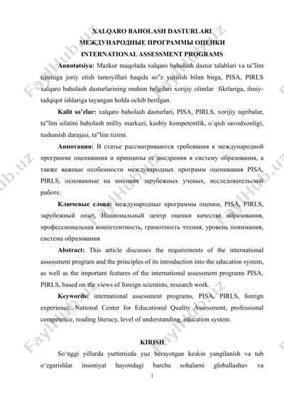 xalqaro baholash dasturlari — DOCX
