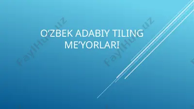 o‘zbek adabiy tiling me’yorlari — PPTX