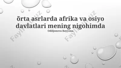 afrika va osiyo mamlakatlarining madaniyati va iqtisodiyoti — PPTX