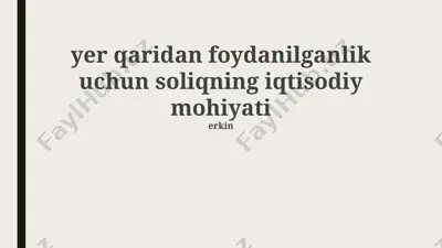 soliq siyosatining suv resurslarini boshqarishdagi roli — PPTX
