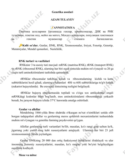 genetika asoslari — DOCX