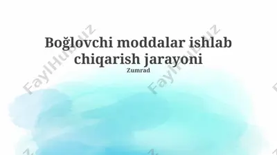 bo'g'lovchi moddalar ishlab chiqarish jarayoni — PPTX