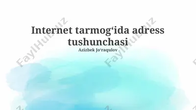 internet tarmog'ida adress tushunchasi — PPTX