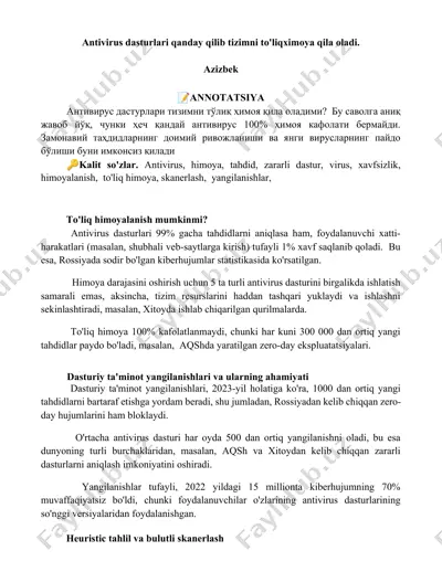 antivirus dasturlari to'liq himoyasi. — DOCX