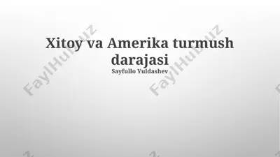 xitoy va amerika turmush darajasi — PPTX