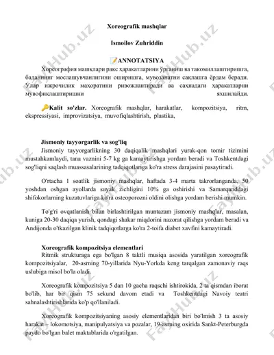 jismoniy tayyorgarlik va sog'liq mashqlari — DOCX