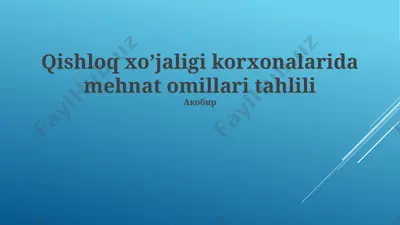 qishloq xo’jaligi korxonalarida mehnat omillari tahlili — PPTX