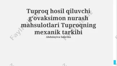 tuproq hosil qiluvchi gʻovaksimon nurash mahsulotlari — PPTX