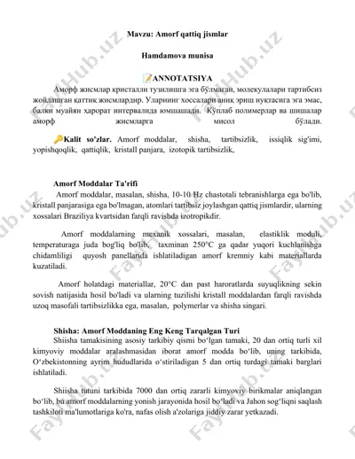 amorf moddalar ta'rifi — DOCX