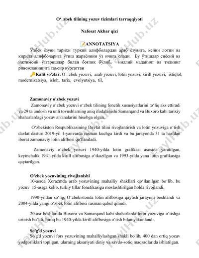 zamonaviy o'zbek yozuvi — DOCX