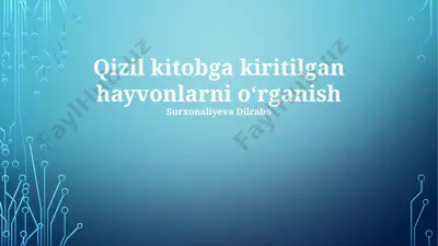 qizil kitobga kiritilgan hayvonlarni o‘rganish — PPTX